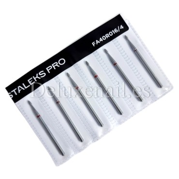 Kit de 6 fresas Rojas Bala, Ø1.6 mm, FA40R016/4, grano suave, Staleks