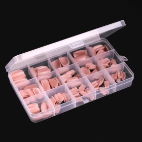 Tips de gel Komilfo Sofast Nude Soft Square Medium, 300 uds, 15 medidas