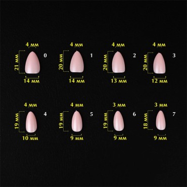 Tips de gel Komilfo Sofast Nude Almond Short, 360 uds, 15 medidas