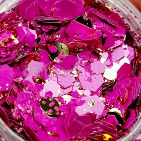 Lentejuelas con potal Mix 37, Fucsia, Diferentes tamaños