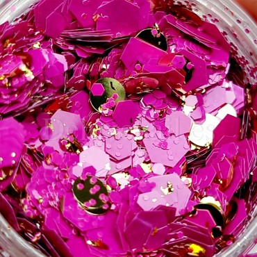 Lentejuelas con potal Mix 37, Fucsia, Diferentes tamaños