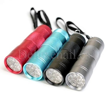 LED/UV Mini Lámpara Linterna, 9 W, Plata