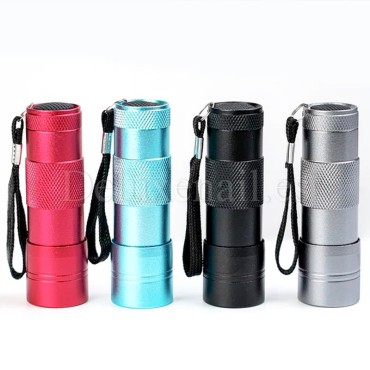LED/UV Mini Lámpara Linterna, 9 W, Plata