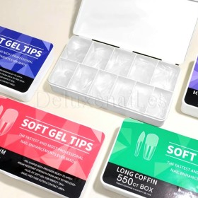 Tips de gel Oval Medium, 550 uds, 11 medidas