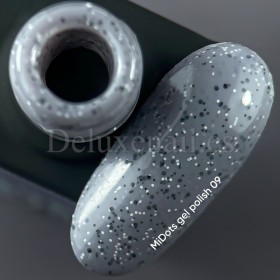 Esmalte Permanente MiDots 09 NAILSOFTHEDAY, Gris con partículas negras, 10 ml