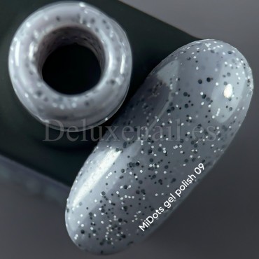 Esmalte Permanente MiDots 09 NAILSOFTHEDAY, Gris con partículas negras, 10 ml
