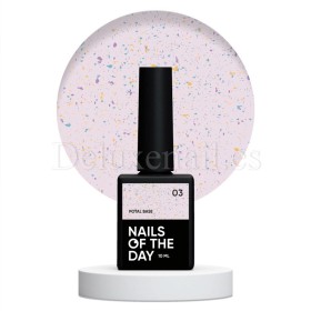 Potal Base 03 NAILSOFTHEDAY, base decorativa, violeta Lechoso con trozos de foil multicolor, 10 ml