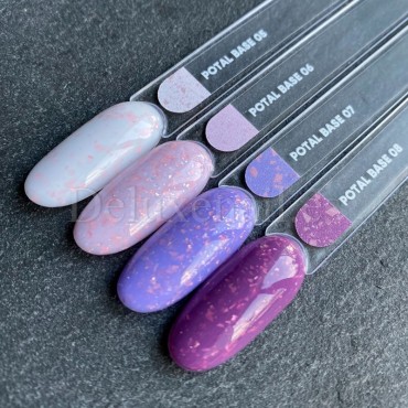 Potal Base 06 NAILSOFTHEDAY, base decorativa, rosa con trozos de foil cobre, 10 ml