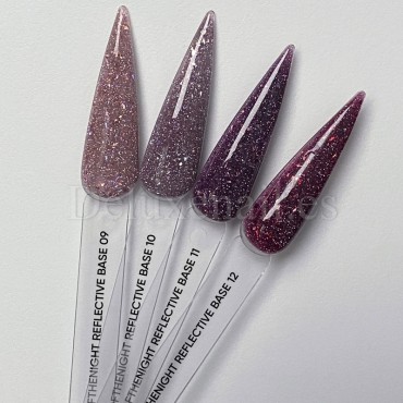 Reflective Base 12 NAILSOFTHENIGHT, base decorativa, violeta con micro brillo reflectante, 10 ml