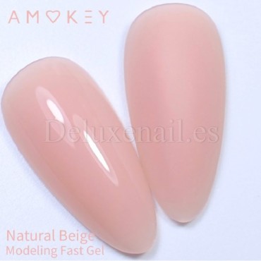 Fast Gel Natural Beige Amokey, gel constructor de color, 15 gr