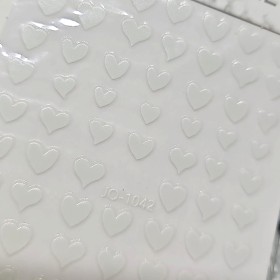 Pegatina adhesiva JO-1042, Corazones, blanco luminiscente