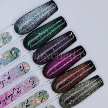 Mystery Cat 02 DE LA RO, esmalte permanente ojo de gato con trozos de foil multicolor, marrón, 10 ml