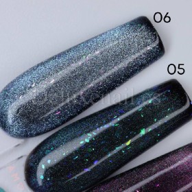 Mystery Cat 05 DE LA RO, esmalte permanente ojo de gato con trozos de foil multicolor, morado, 10 ml