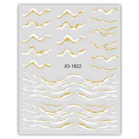 Pegatina adhesiva JO-1822, blanco/dorado