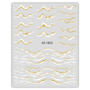 Pegatina adhesiva JO-1822, blanco/dorado