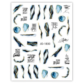 Pegatina adhesiva JO-1830, azul/negro/dorado