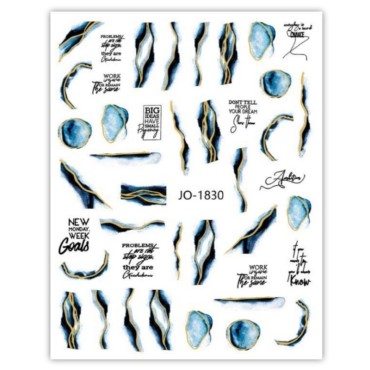 Pegatina adhesiva JO-1830, azul/negro/dorado