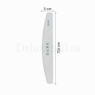 Kit de limas para uñas Dark, grano 180/240, 25 uds, forma media luna, blanco