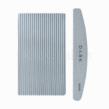 Kit de limas para uñas Dark, grano 180/240, 25 uds, forma media luna, gris