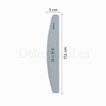 Kit de limas para uñas Dark, grano 180/240, 25 uds, forma media luna, gris