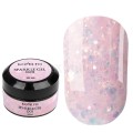 Sparkle Gel 01 Komilfo, Gel constructor rosa translúcido con hexágonos brillantes, 15 gr