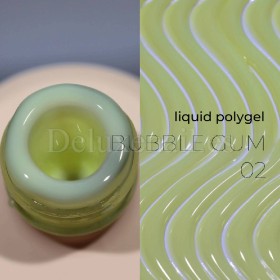 Liquid Polygel Bubble Gum 02 DE LA RO, polygel líquido de color verde claro, 15 ml