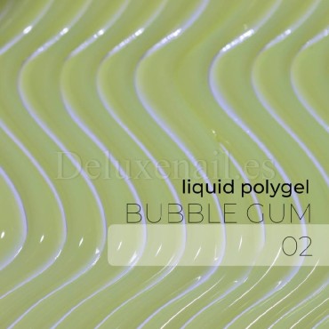 Liquid Polygel Bubble Gum 02 DE LA RO, polygel líquido de color amarillo pastel, 15 ml