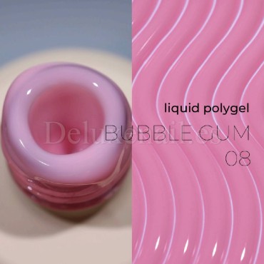 Liquid Polygel Bubble Gum 08 DE LA RO, polygel líquido de color rosa, 15 ml