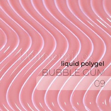 Liquid Polygel Bubble Gum 09 DE LA RO, polygel líquido de color nude melocotón, 15 ml