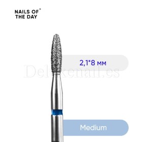 Fresa Azul Llama sin punta NAILSOFTHEDAY, Ø2.1 mm, grano medio
