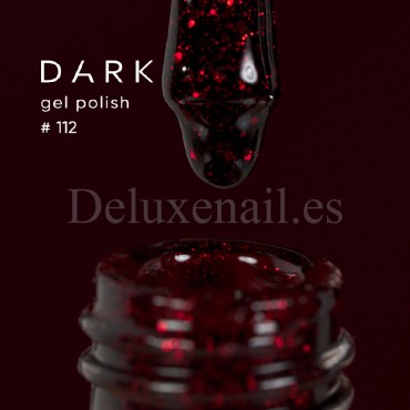 Esmalte Permanente Dark 112, Granate oscuro con purpurina roja, 10 ml