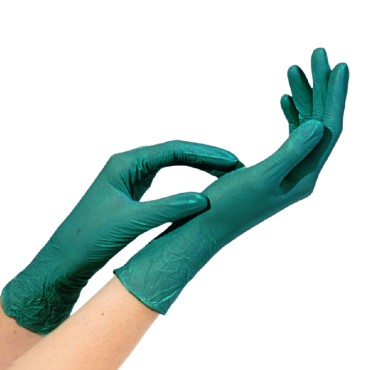 Guantes de nitrilo sin polvo Rubberex HQ 6.0 g, talla M, verde, 100 uds