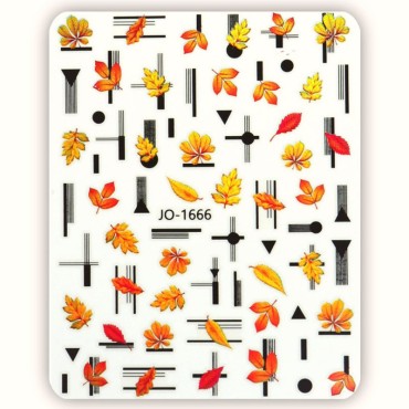 Pegatina adhesiva JO-1666, Hojas otoño, multicolor