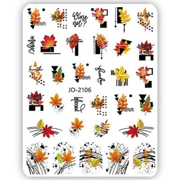 Pegatina adhesiva JO-2106, Hojas otoño, multicolor