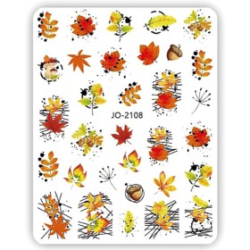 Pegatina adhesiva JO-2108, Hojas otoño, multicolor
