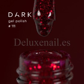 Gel Polish 111 DARK, esmalte semipermanente granate con purpurina roja, 6 ml