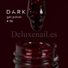 Gel Polish 112 DARK, esmalte semipermanente granate oscuro con purpurina roja, 6 ml