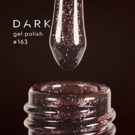 Gel Polish 163 DARK, esmalte semipermanente marrón rojizo oscuro con micro brillo, 6 ml