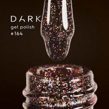 Gel Polish 164 DARK, esmalte semipermanente marrón con micro brillo, 10 ml