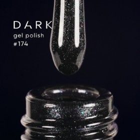 Gel Polish 174 DARK, esmalte semipermanente gris muy oscuro con micro brillo, 6 ml