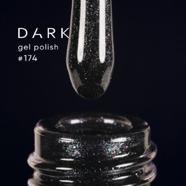 Gel Polish 174 DARK, esmalte semipermanente gris muy oscuro con micro brillo, 6 ml