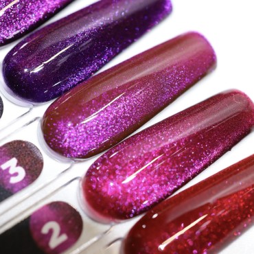 Frosty Cherry Cat´s eye 05 DE LA RO, esmalte permanente ojo de gato púrpura intenso, 12 ml