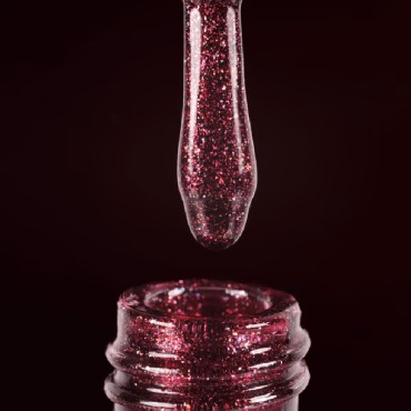 Gel Polish 128 DARK, esmalte semipermanente granate con micro brillo, 6 ml
