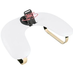 Reposabrazos Mariposa con soporte para móvil, blanco moteado, patas doradas