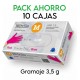 PACK AHORRO - 10 cajas de Guantes de nitrilo sin polvo Rubberex G.Touch 3,5 g, talla M, rosa, 1.000 uds (0,11 €/por serv)