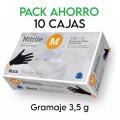 PACK AHORRO - 10 cajas de Guantes de nitrilo sin polvo Rubberex G.Touch 3,5 g, talla M, negro, 1.000 uds (0,12 €/por serv)