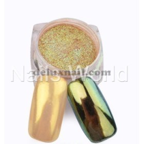 Mirror Chrome Powder Nails World 173, Verde/Dorado, 1gr