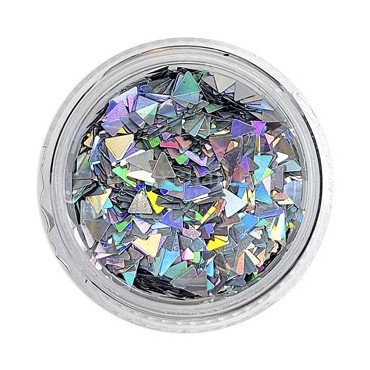 Triángulos brillantes 02, Plata multicolor