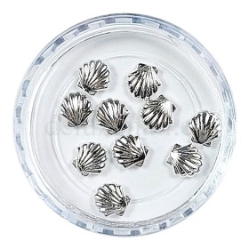 Decoración Metálica, Conchas del mar (grande), Plata, 5 mm., 10 un.