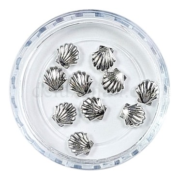 Decoración Metálica, Conchas del mar (grande), Plata, 5 mm., 10 un.
